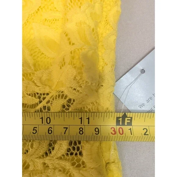 Nordstrom Yellow Floral Lace Midi Dress Short Sleeve Occasion Size XSmall - Picture 10 of 13